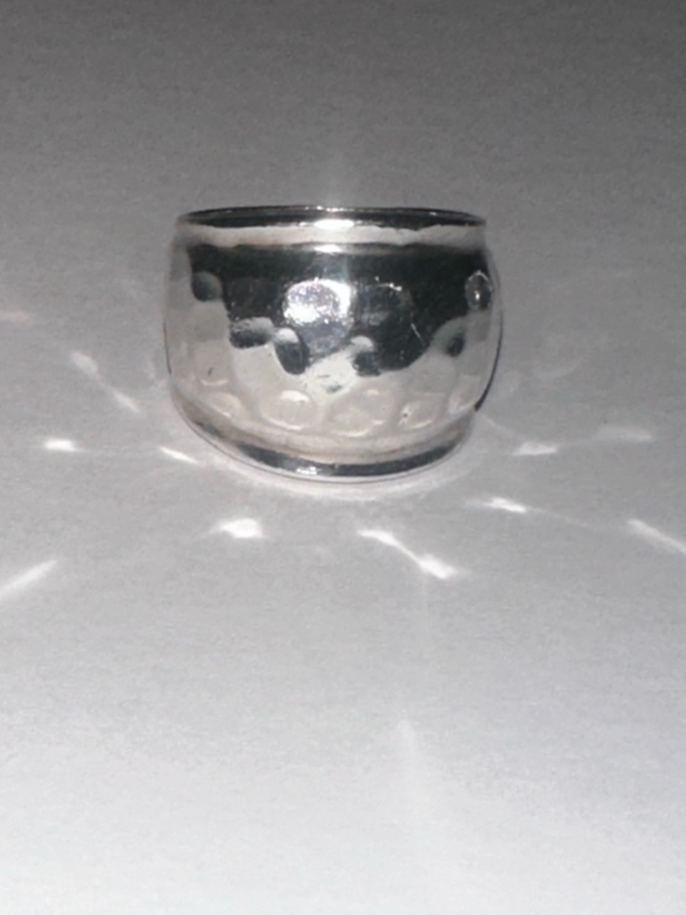 Vintage Wide Hammered Sterling Silver Ring Size 8.5